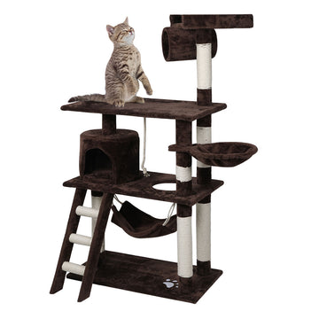 Cat Tree Beastie Scratching Post Pet Scratcher Condo Tower 140cm Dark Brown PaWz
